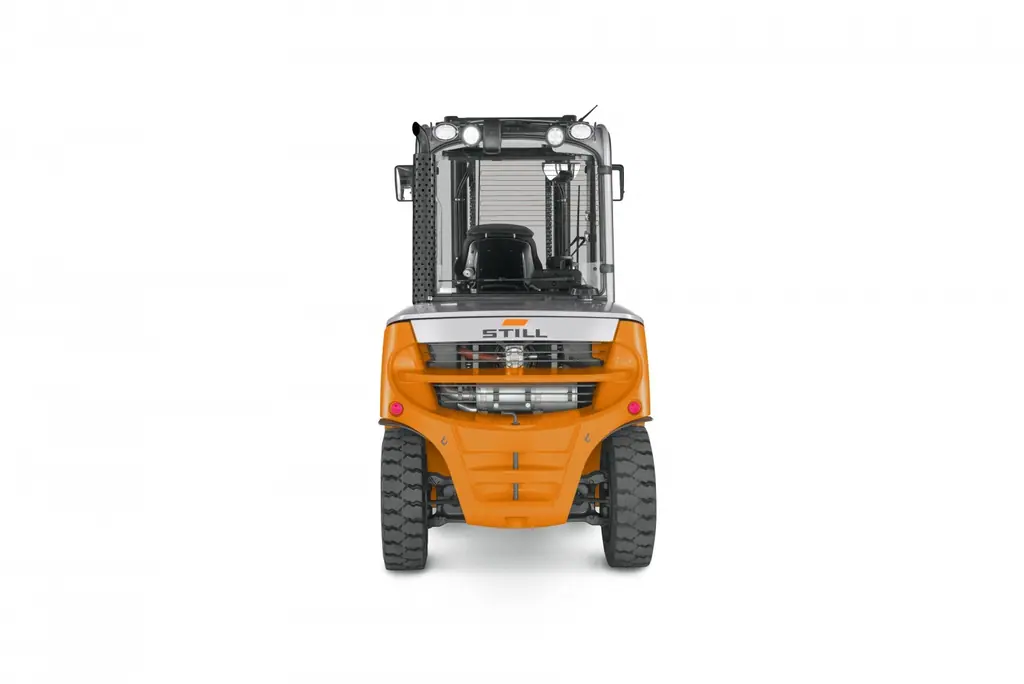 STILL RX 70 4,0–5,0 t serisi forklift, arkadan stüdyo görünümü: karşı ağırlık ve kabin arka camı (temsili seri görseli)