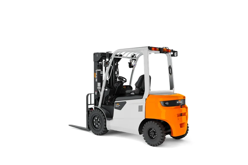 STILL RCE 30 Li-Ion akülü forklift, arka sağ çapraz stüdyo görünümü (STILL 3D görseli), beyaz fon; yan panelde RCE 30 ve Li-Ion Technology yazıları