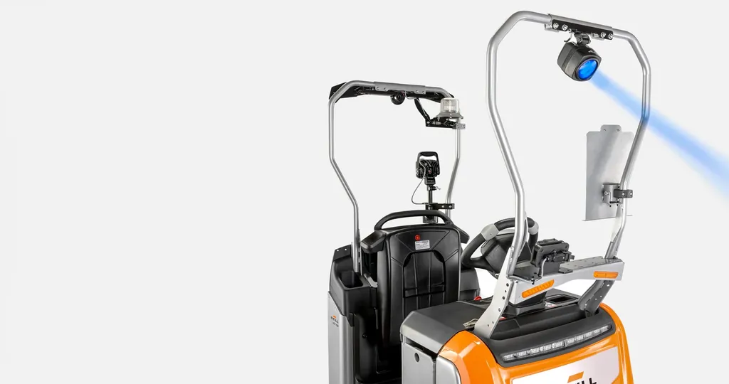 Opsiyonel STILL Safety Light 4Plus: mavi uyarı ışığı aracın geldiğini yayalara gösterir